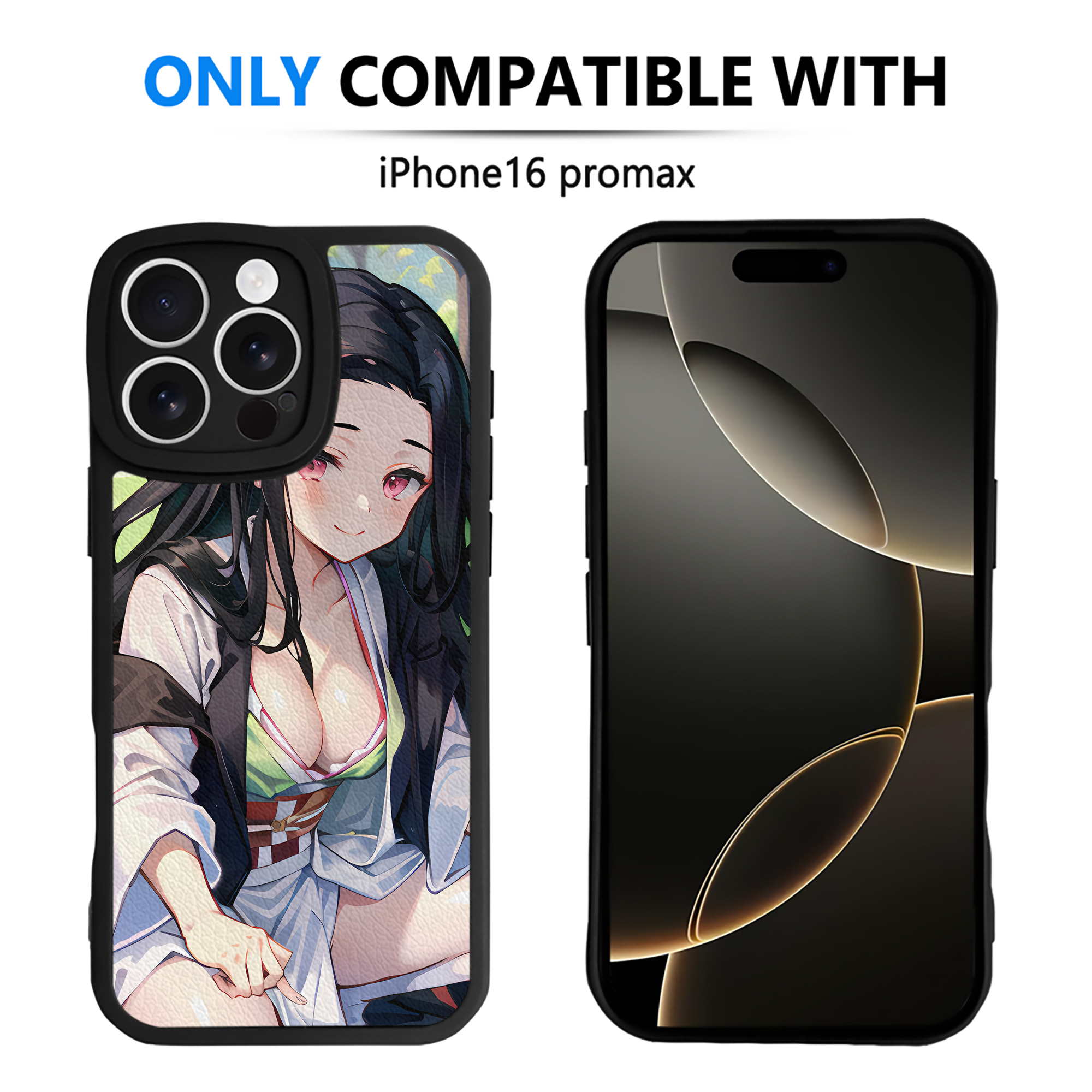 （画像用） 鬼滅の刃（きめつのやいば）竈門 禰󠄀豆子／かまど ねずこ Kamado Nezuko 【iPhone 16シリーズ対応】シリコンスマホケース（レザー調） 材質：シリコン